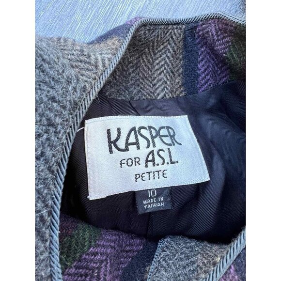 KASPER FOR A.S.L.  PETITE Wool Alpaca Blend Stripe women classic jacket Size 10 - Picture 11 of 12